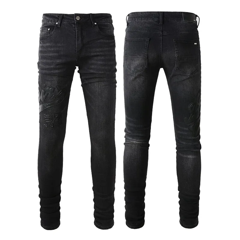 Designer Am Jeans Mens Denim Pantalons de broderie de mode Trousser Us Taille 28-40 Hip Hop Trafle de fermeture à glissière en détresse pour mâle 2024 Top Sell 3298