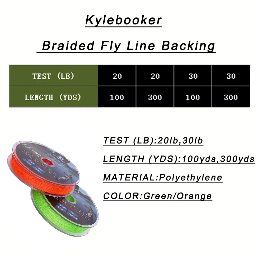 Braided Fly Line Backing Line 20/30LB 100/300Yards Orange Green