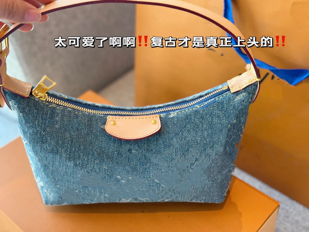 Nouveau sac à déjeuner en denim sac fourre-tout rétro femme bleu sac à bandoulière sac à bandoulière en cuir sacs à main bandoulière sac de soirée sac à provisions sac à main portefeuilles taille 20 * 11 cm