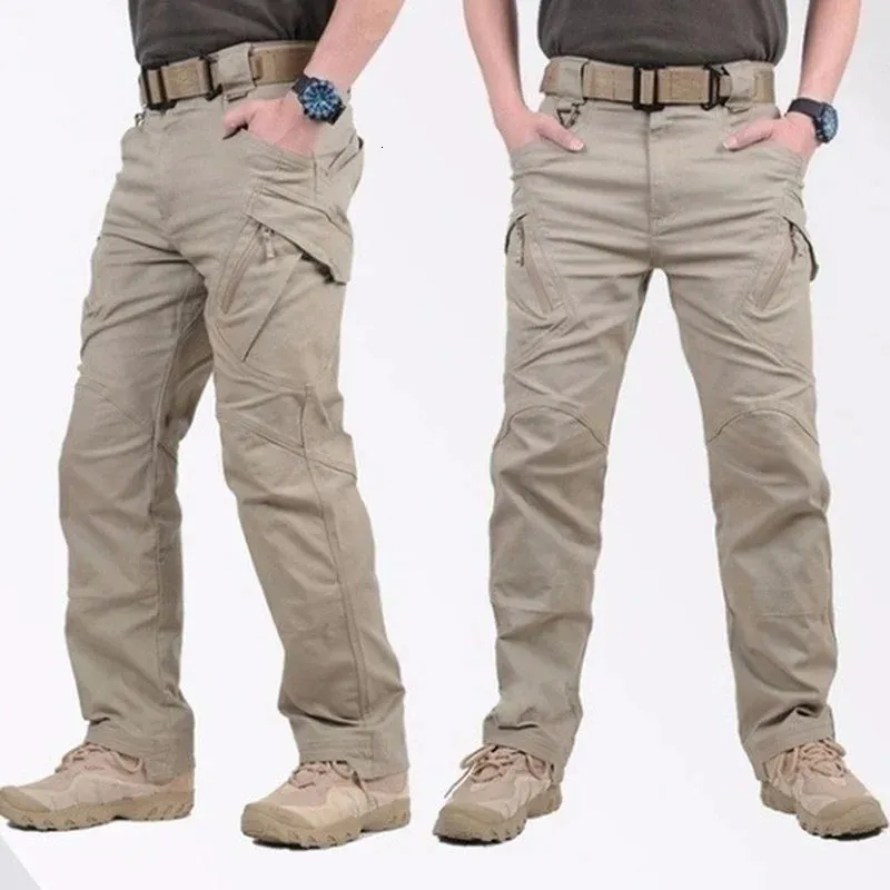 Pantalones tácticos de 9 bolsillos de alta calidad para hombre, pantalones militares de entrenamiento de combate antidesgarro duraderos, impermeables, adelgazantes, resistentes al agua; 240108