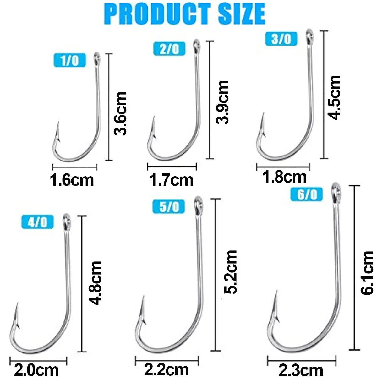 Long Shank Fishing Hooks Stainless Steel Big Game Fishhooks Size 1