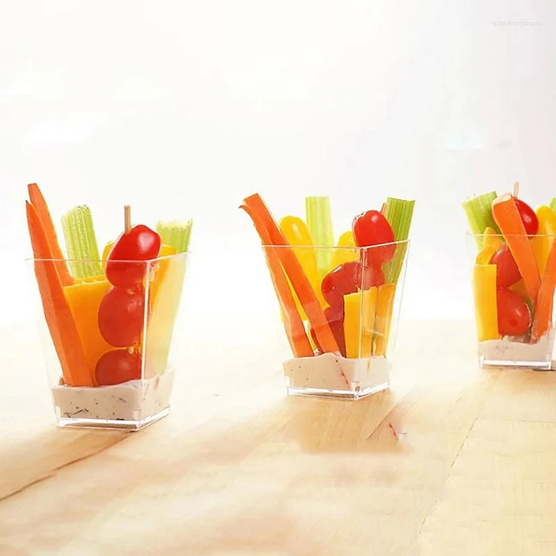 Disposable Cups Straws 100Pack 2Oz Mini Dessert For Party Small Plastic Shooter Pudding Fruit Ice Cream