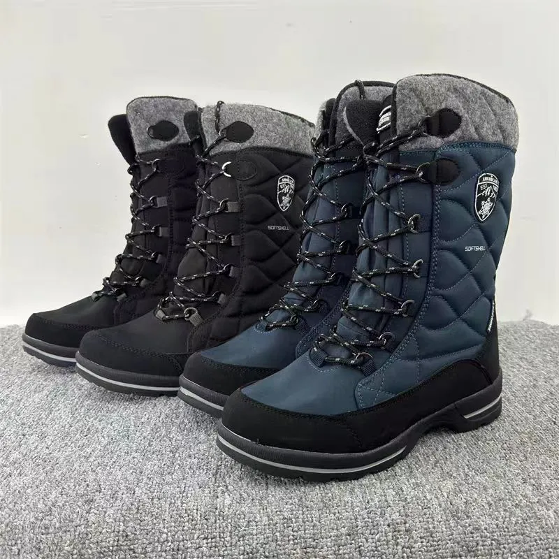 Designer's Fashionable Snowy Winter Plush Black Long Boots Warm Cold Resistant Versatile Anti slip and Wear resistant Shoes