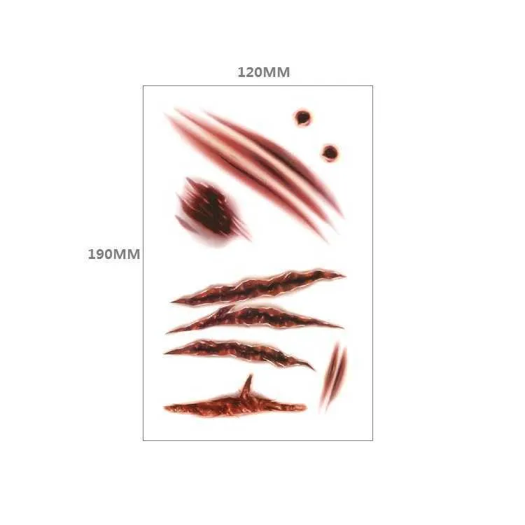 Makeup Horror Fake Halloween Scrate Scratch Spider Bat Simulation Sticker Water Transfer Set Tattoo Sticker