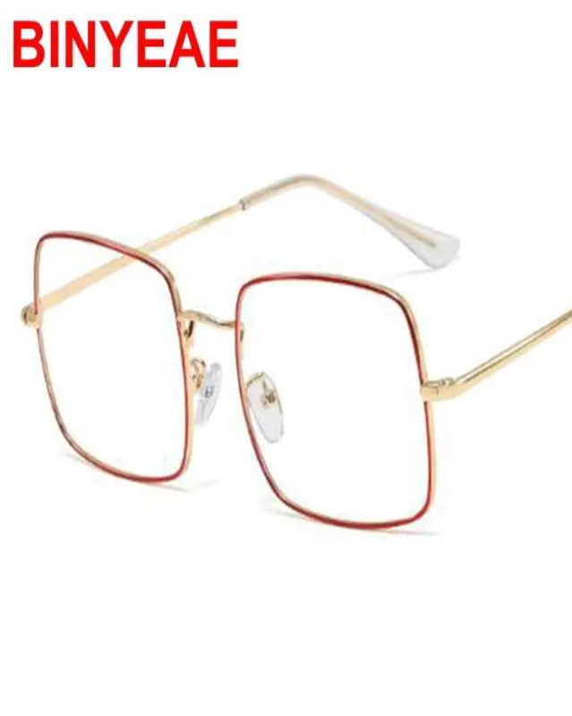 Mode solglasögon ramar metall röda fyrkantiga glasögon ramskåp 2021 klar lins non recept vintage glasögon kvinnor män8977782