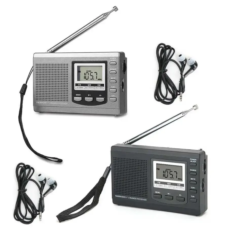 Radio Portable Emergency Radio Mini Fm Radio Dsp Fm / Mw / Sw Receiver with Digital Antenna Fm Receiver Support Speaker + Earphone