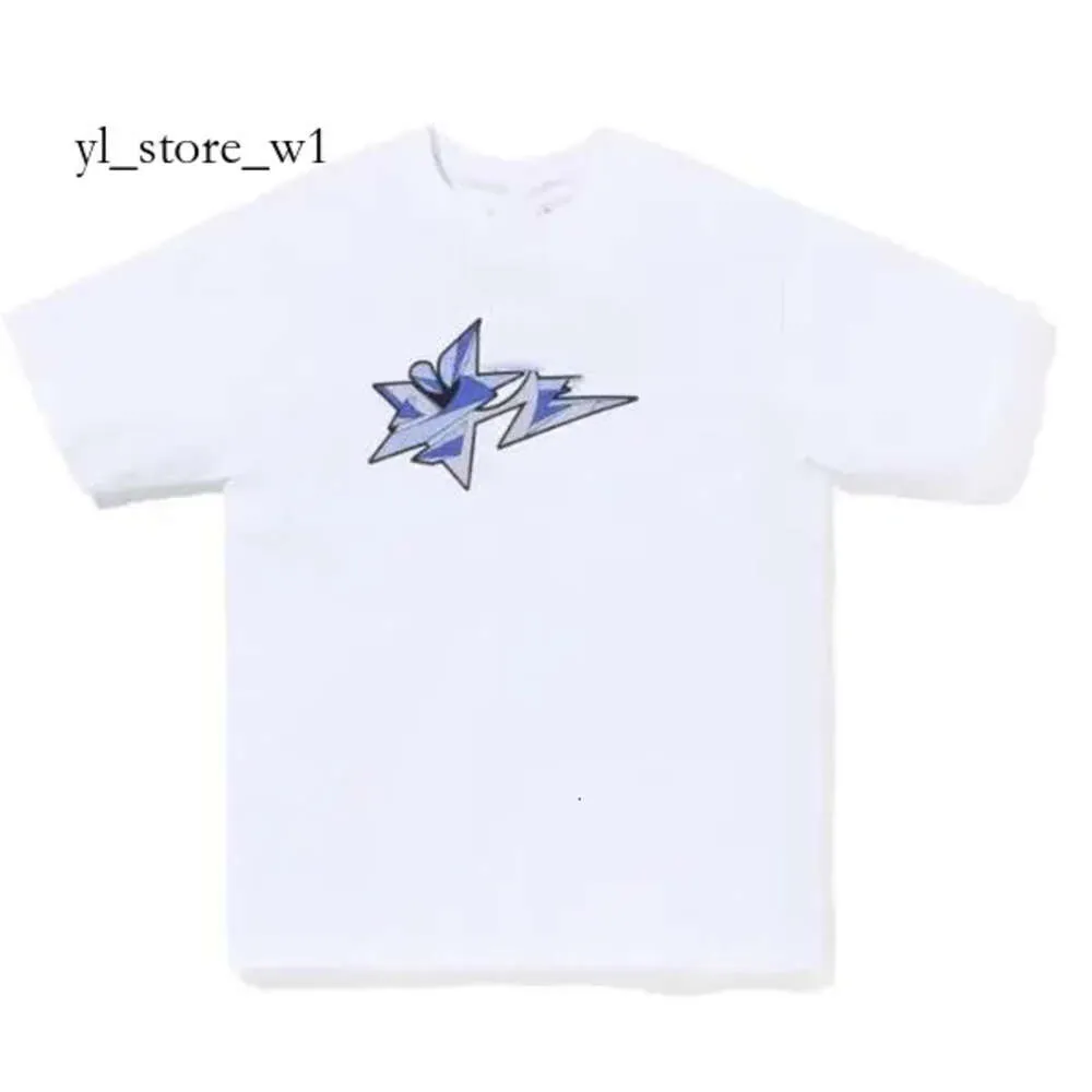 Летняя футболка Bapes Дизайнерские мужские футболки Двухсторонняя камуфляжная одежда с изображением акулы Графическая красочная молния из кешью Светящаяся рубашка Bapes 9538