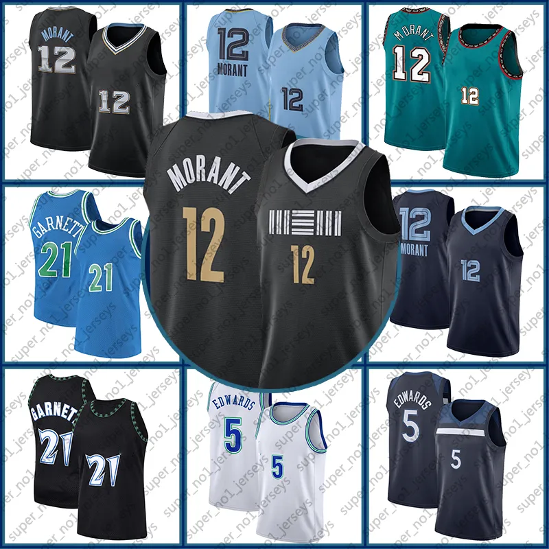 12 Maillot de basket-ball Ja Morant pour hommes Desmond Bane Jaren Jackson Memphises Bleu clair Maillots noirs