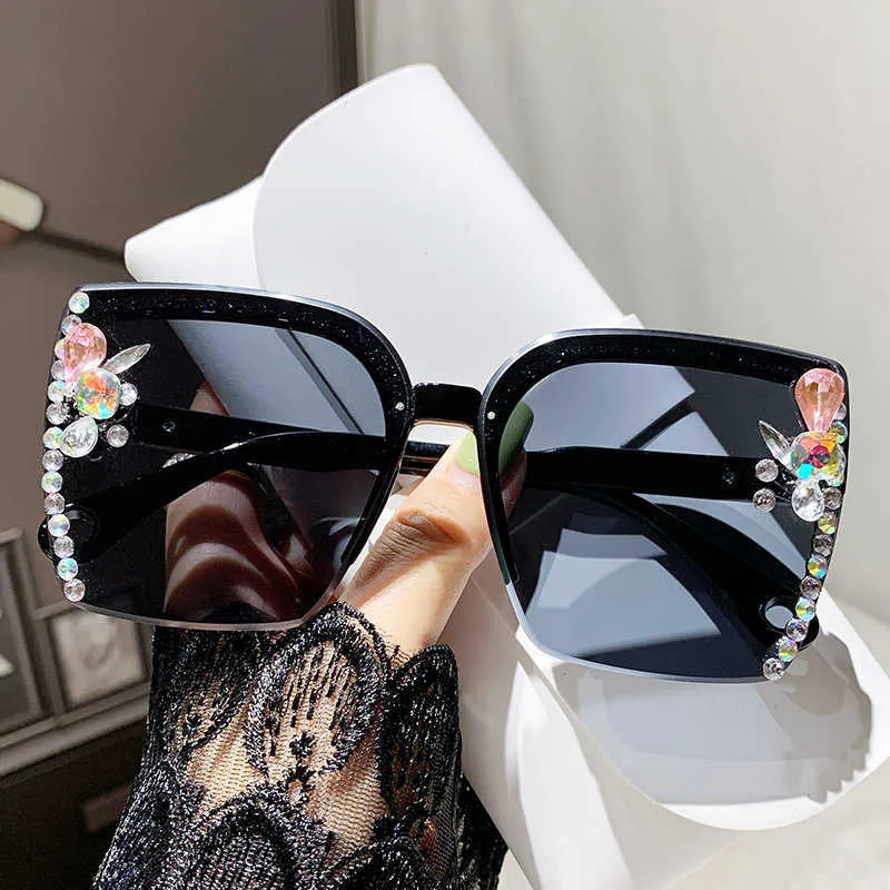Okulary przeciwsłoneczne koreańskie okulary przeciwsłoneczne kryształowe okulary przeciwsłoneczne UV z diamentowymi wkładką małe zapach gładkie szklanki odchudzania dla kobiet