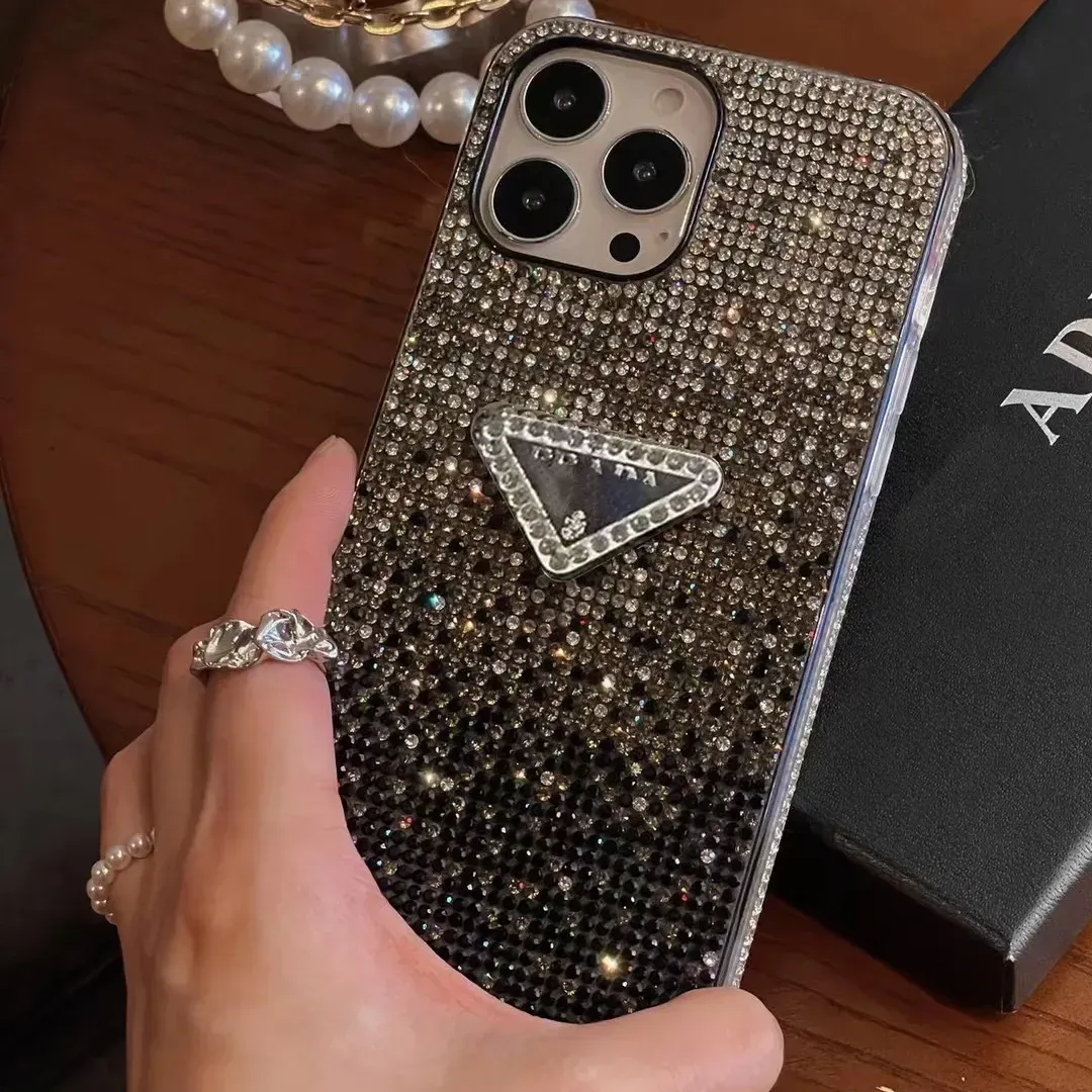 Vacker Rhinestone Designer Phone Case iPhone 14 13 Pro Max 14Promax 14Pro 14Plus 13Pro Mini 12Pro 12 11 Luxury Purse Back Shell Cover Case G241124PE