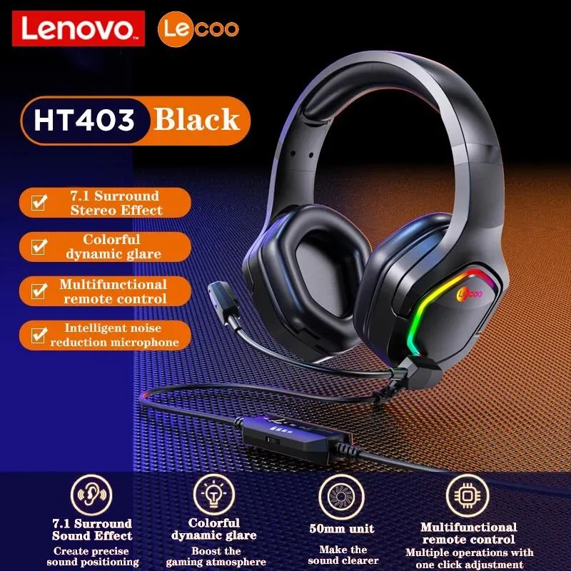 Kulaklıklar Lenovo Lecoo HT403 Tel Oyun Kulaklıkları Overear Kulaklıklar Gürültü Kepçeli Telefon PC Bilgisayar PS4 PS5 için Kulaklıklar