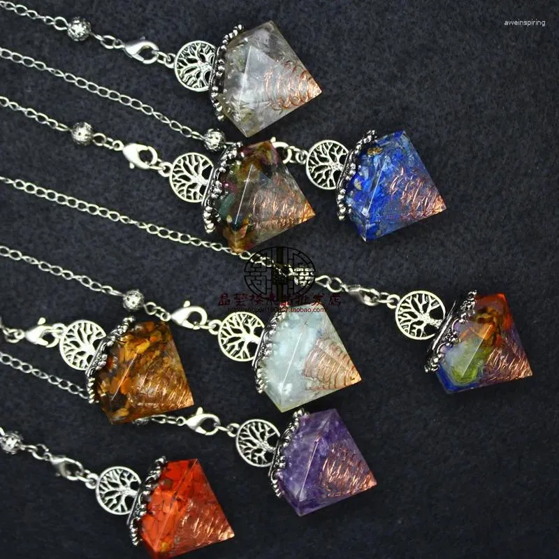 Hanger Kettingen Natuurlijke Genezing Kristal Steen Orgonite Orgone Pendule Spirituel Levensboom Slinger Ketting Pendulo Sieraden