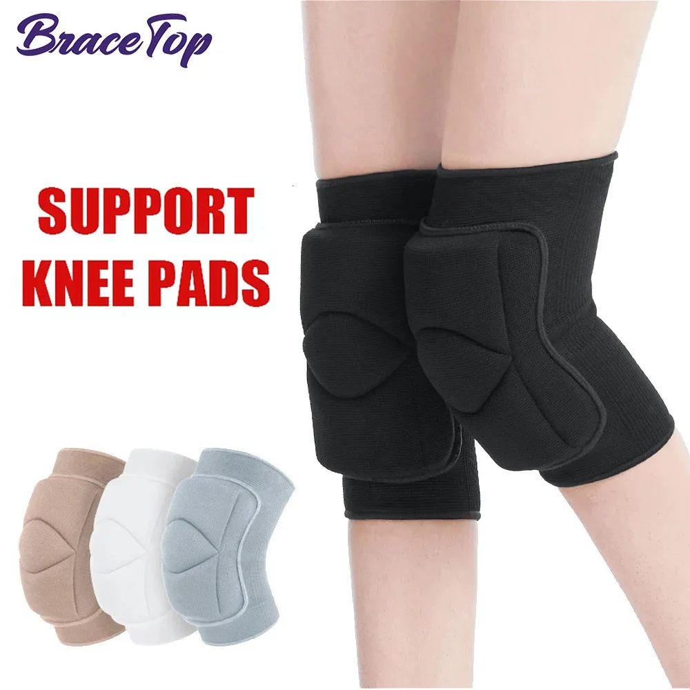 BraceTop Sports rutschfeste Kniebandage, weiche Knieschoner, atmungsaktive Kniebandage für Tanz, Wrestling, Fitnessstudio, Volleyball, Basketball, Laufen, 240108