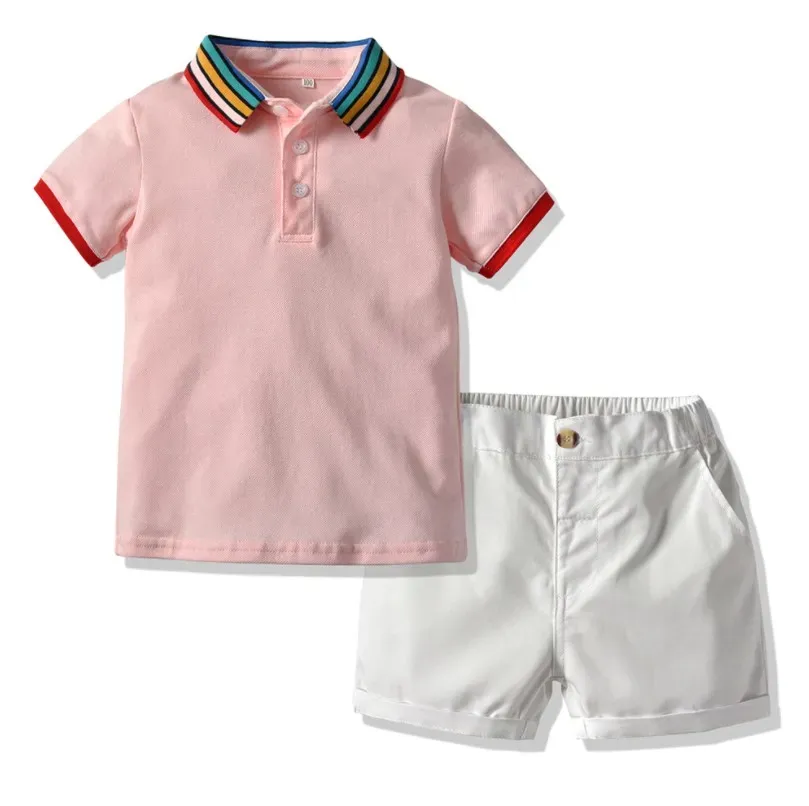 Boy designer Clothing Set Summer baby boys Clothes Suit Shorts Sleeve Tops+Shorts Outfits Children Casual Tracksuit boutiques clothing