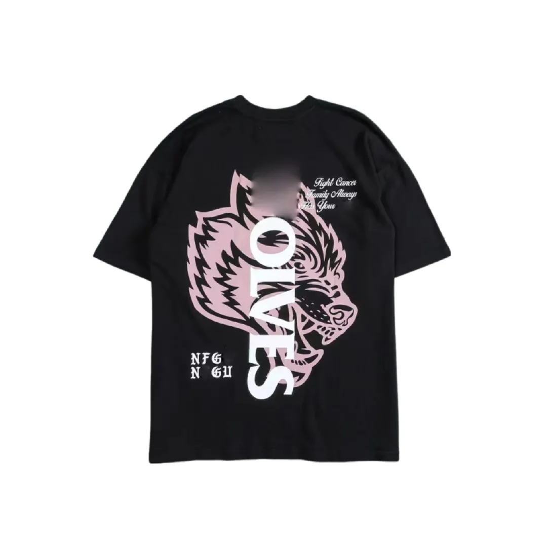 둥근 목, 순수한 면직물, 동물 패턴, 편지 자수, 느슨하고 다재다능한 남자 트렌디 한 탑을 가진 여자 티셔츠 디자이너 티셔츠