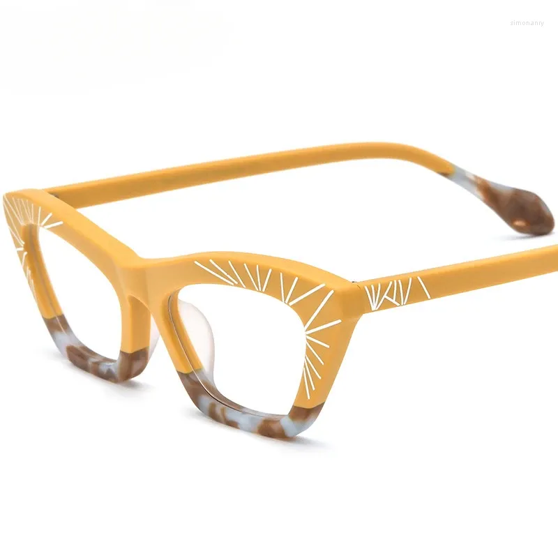 Sunglasses Frames Multi-color Mosaic Cat Eye Quality Acetate Men's Reading Glasses Hand-made Women's Optical Myopia Precription Eyewear