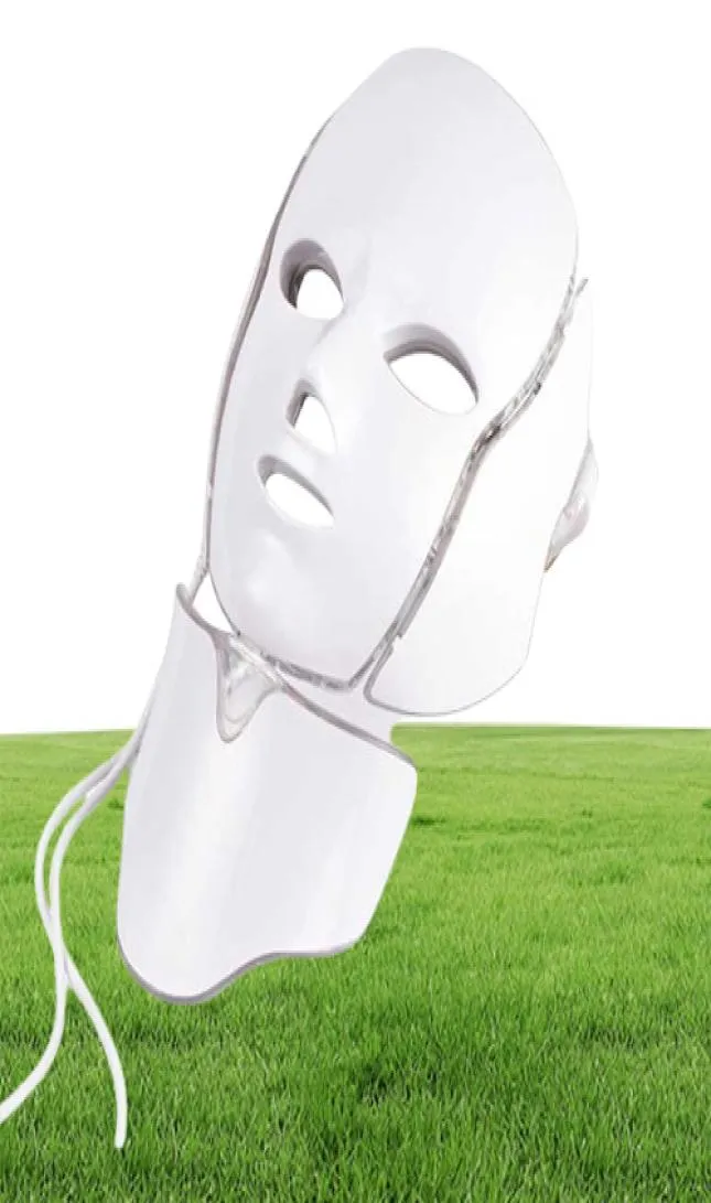 7 Renk LED Yüz Maskesi Terapisi Yüz Maske Işık Terapisi Boyun Maskesi Mikro akımlı ciltler2651338
