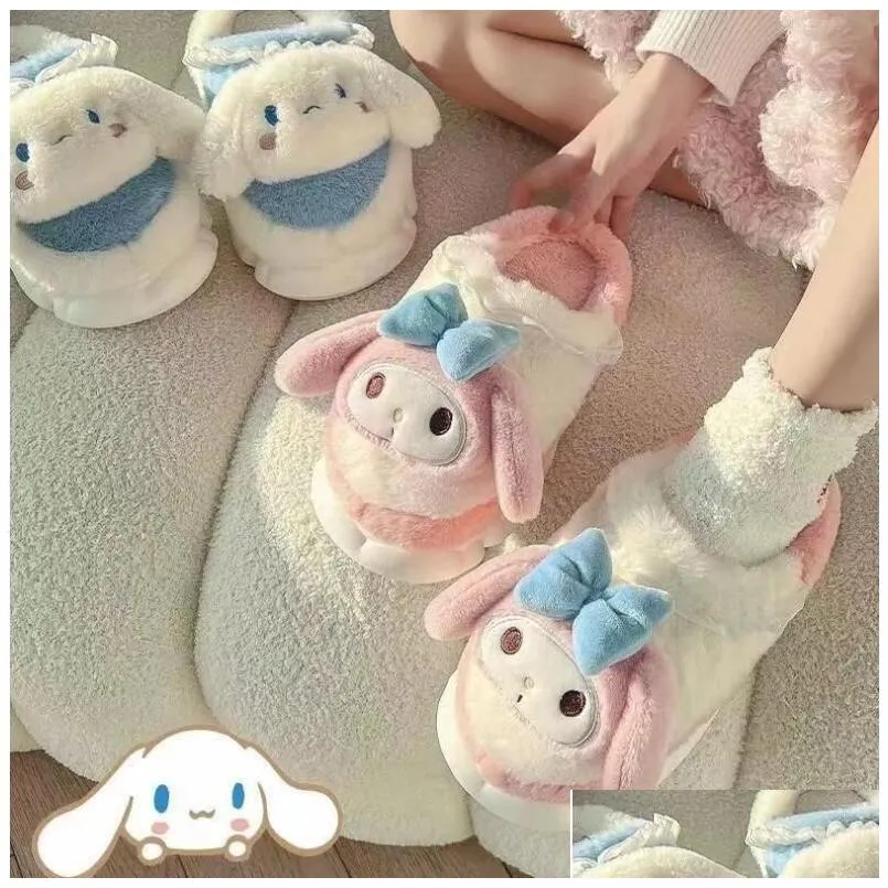 Gevulde pluche dieren Ins Mode Cartoon Schattig Kuromi Melody Cinnamoroll P Slipper Home Warm Festival Cadeau Maat 35-40 Drop Delivery naar Dh85D