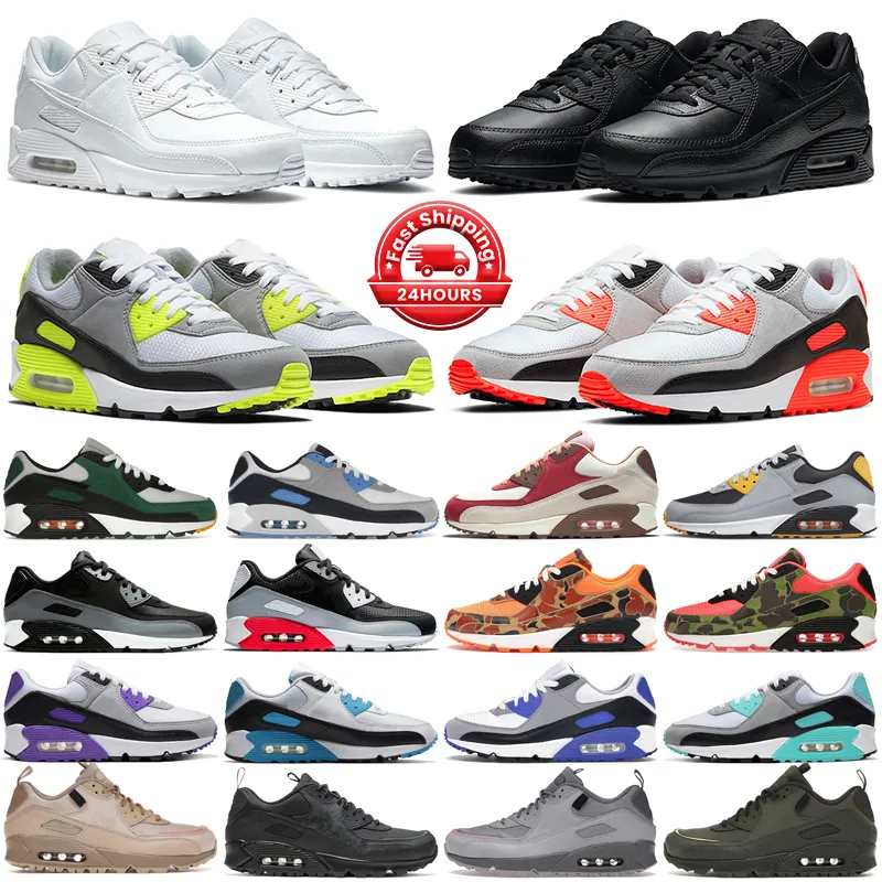 Designer 90 running shoes men women 90s sneakers Triple Black White Bacon Infrared OG Volt Batman Gorge Green Camo Wolf Grey mens trainers outdoor sports runners