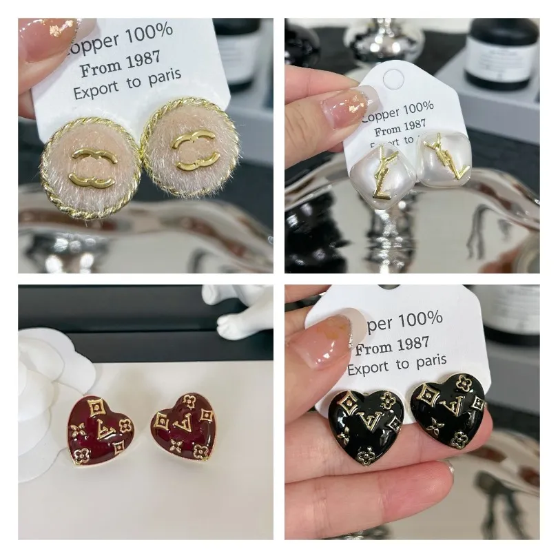 Boutique Femmes Charm Boucle D'oreille Marque De Mode Plaqué Or Stud Designer Bijoux De Luxe Hiver Nouveau Romantique Amour Cadeau Boucles D'oreilles Haute Qualité Perle Lettre Boucles D'oreilles