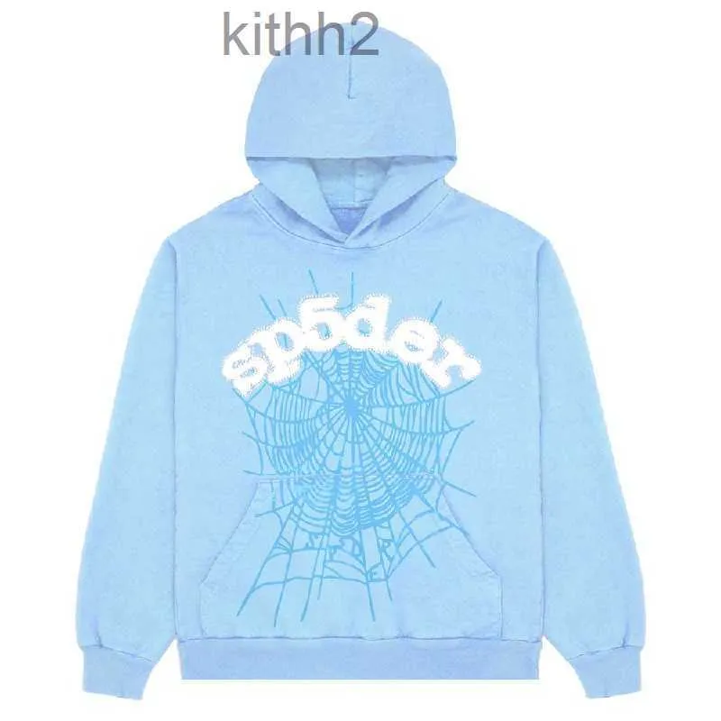 Mens Hoodies Sweatshirts New Sky Blue SP5der Hoodie Men Women 1 Hip Hop Young Thug Spider World Wide 555555 Tryck Pullover Hoody Light 0sdx