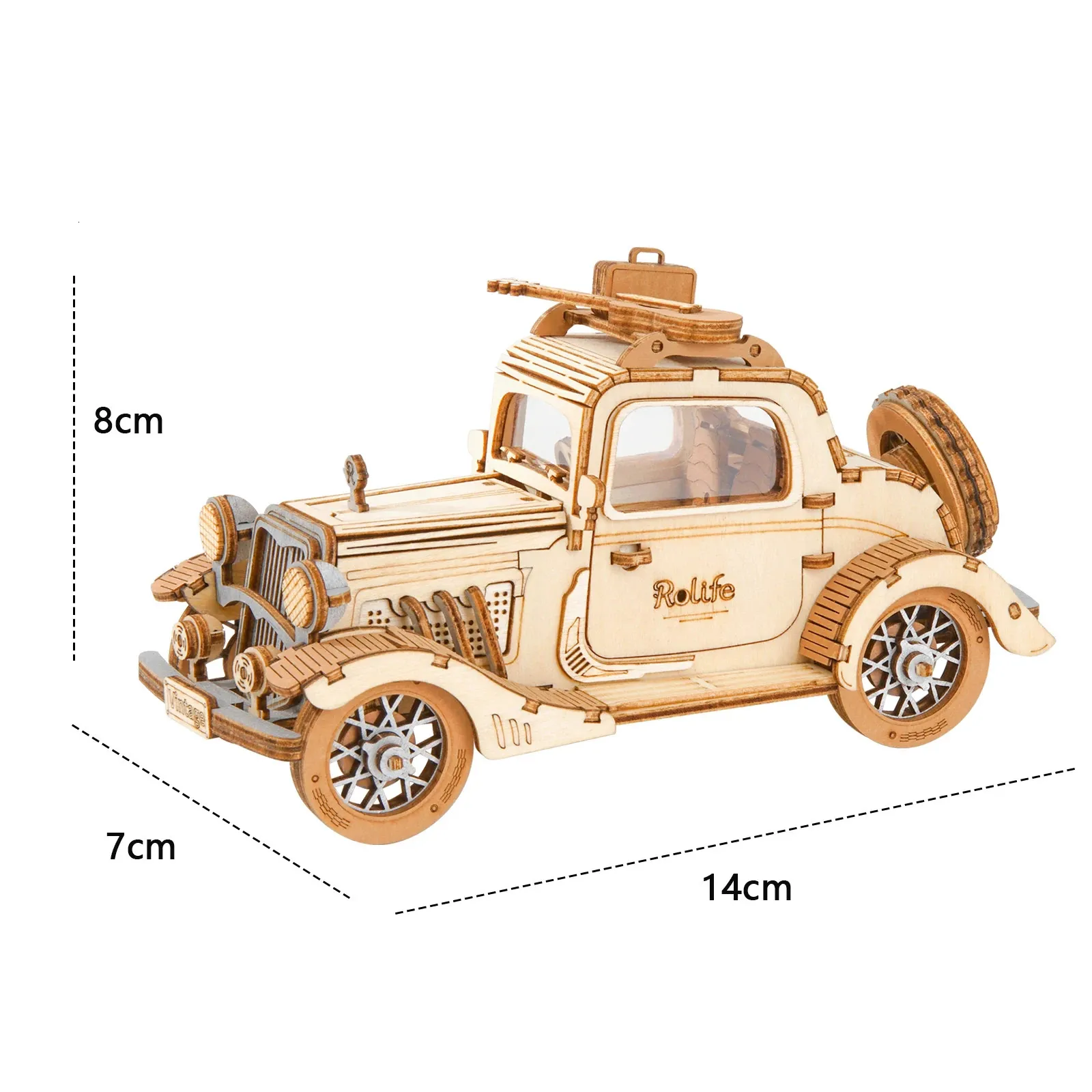 置物 WOODEN CAR Amazon.com: Rolife 3D Wooden Puzzles Retro Car Model