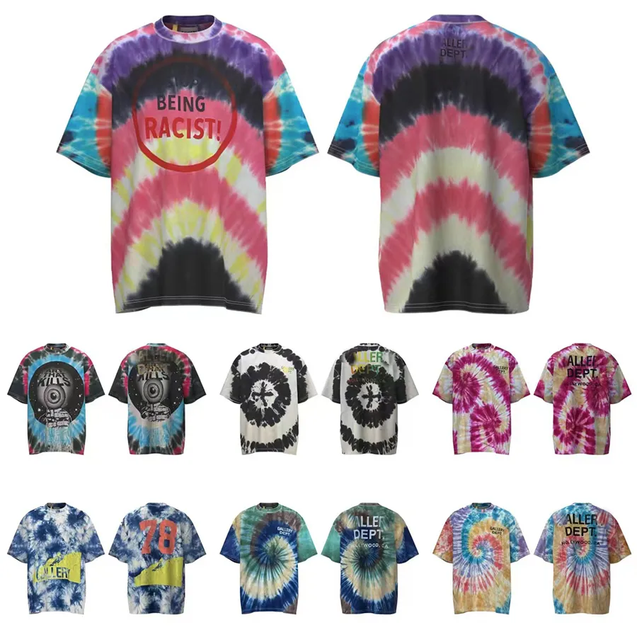 Magliette High Street Tie Dye Tees Eur US Taglia T-shirt nere vintage Tops Hip Hop Tee Real Pics