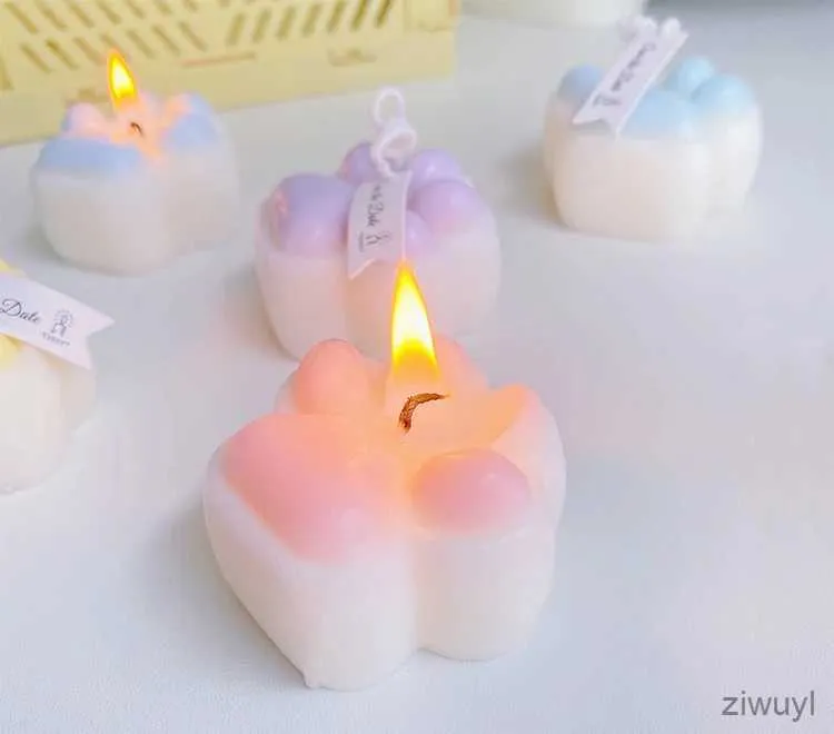 Candles 3D Cat Paw Shaped Candle Scented Candle Birthday Party Lovely Decorations New Year Children's Holiday Gifts With Hand Gifts