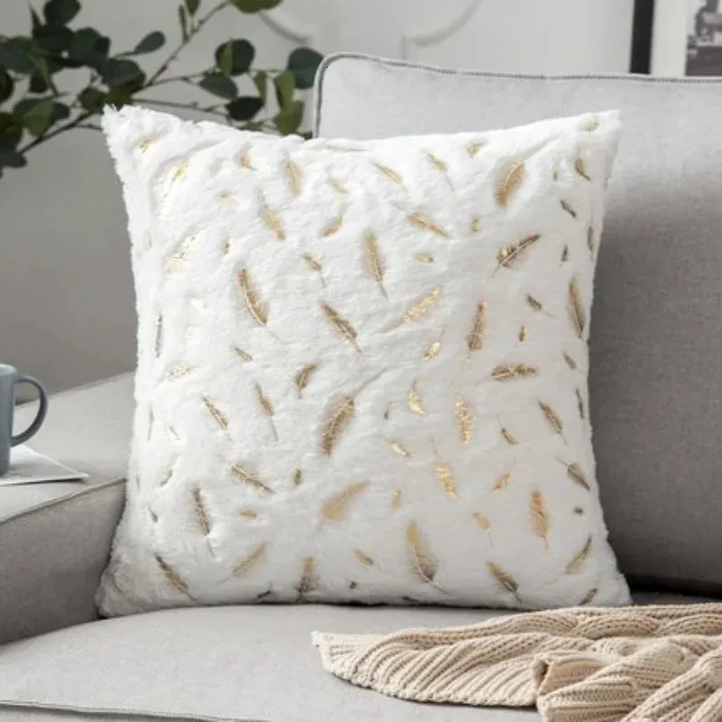 Cushion Cover Feather Fur Upholstery Cushion Pillowcase Wholesale Home Bedroom Decorative Pillowcase Sofa Pillowcase 240106