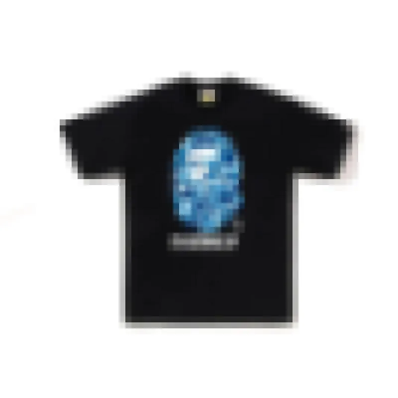 A BATHING A APE HEREN T-shirt Zwart Blauw Aap Hoofd Camo