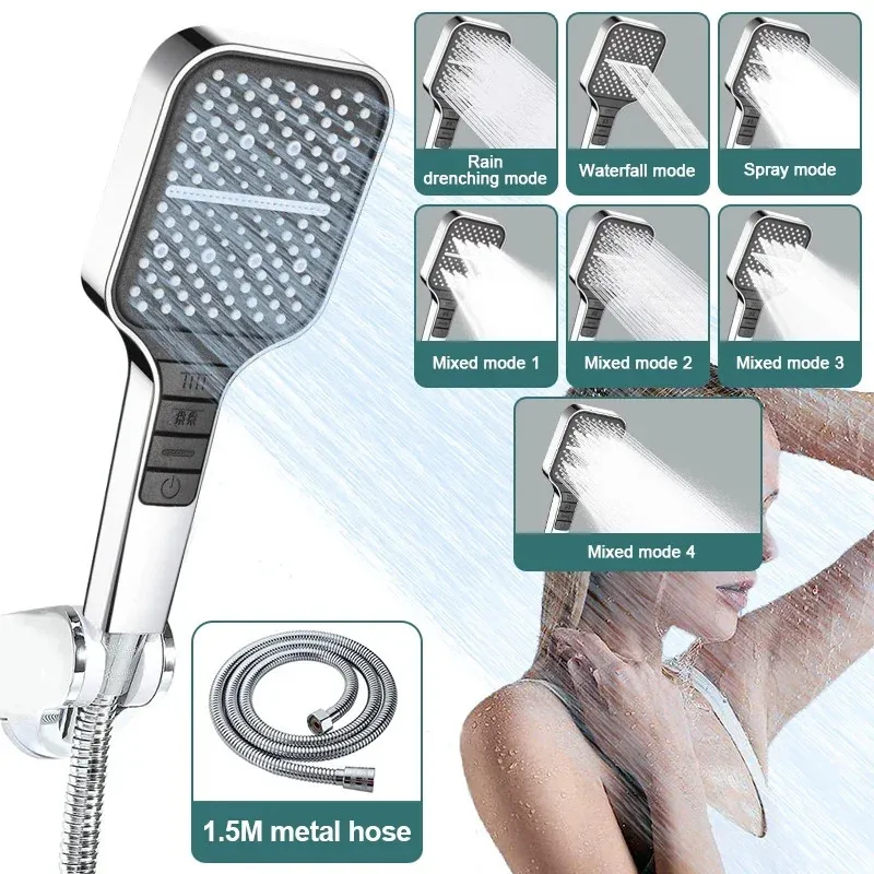 Pommeau de douche haute pression, 7 Modes, économie d'eau, buse de pulvérisation portative, Massage pour accessoire de salle de bain, 240108