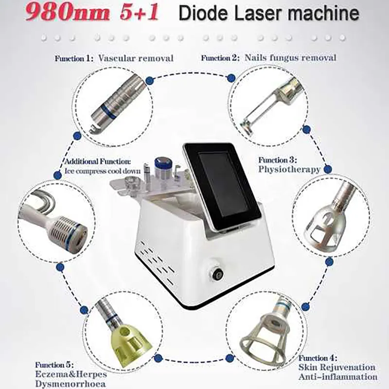 980 nm laserowa maszyna do usuwania naczyniowa 5 w 1 żylaki obróbka laserowa 980 nm Diode laserowa maszyna do usuwania pająka pająka