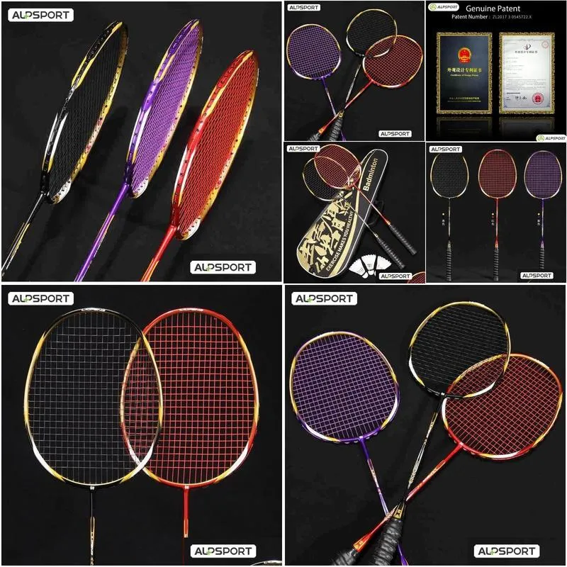 Badminton Rackets Alp Rlf 1 Pair U 72G Fl Carbon Fiber Tralight Racket With Installed String Professional Offensive Type Drop Delivery Otipv