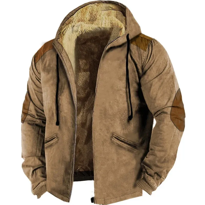 Mens Vintage Fur Jacket Ethnic Style Winter Coat With Wool