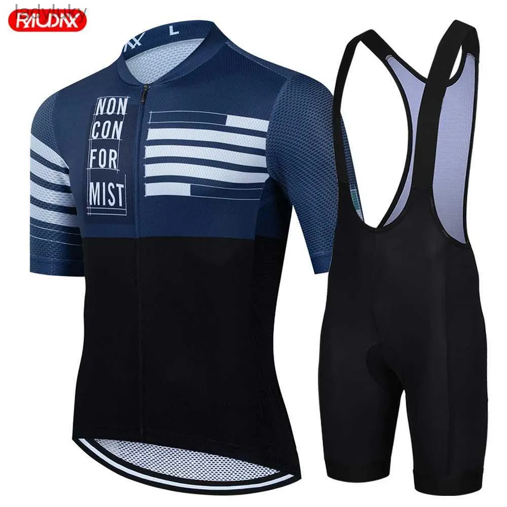 Cykeltröja sätter 2023 Road Bike Jersey Set Men's Cycling Clothing Summer MTB Team Clothes Short Sleeve Uniform Triathlon Skinsuit Ropa de Hombrel240108