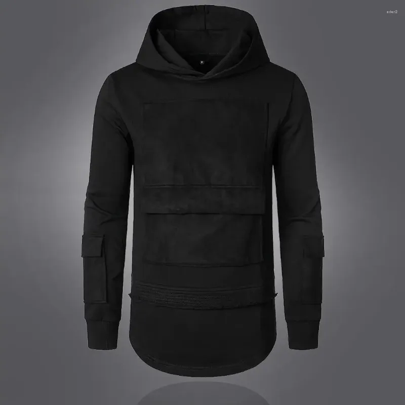Bluzy męskie 2024 Spring i jesienne luźne płaszcz ciemny czarny moda osobowość swetra z kapturem z kapturem