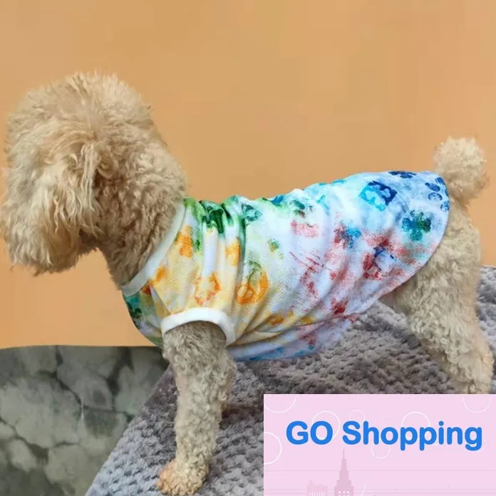 High-end Internet Celebrity Same Style Tie-Dyed Dog Vest Fashion Brand Dog Clothes Spring and Summer Small Dog Pet Clothe