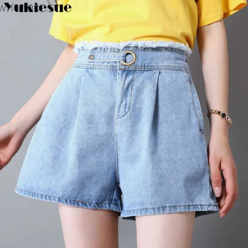 Damen-Shorts, Vintage, hohe Taille, Denim-Shorts, klassischer koreanischer Stil, weites Bein, kurz, lässig, Sommer-Damen-Shorts, Jeans, Damen, heiße kurze Pfannen, Damen, YQ240108