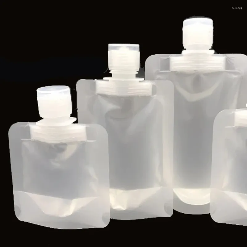 Bottiglie di stoccaggio 5 pezzi Borsa da imballaggio trasparente a conchiglia Custodia in plastica di alta qualità con beccuccio Custodia per trucco fluido da viaggio 30 ml / 50 ml / 100 ml