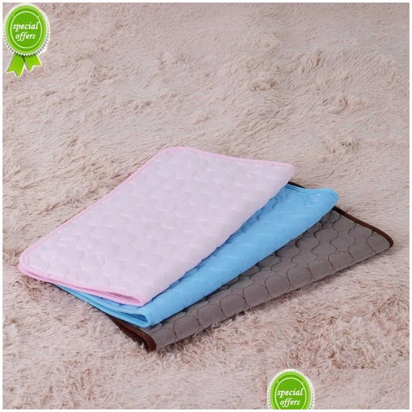 Lits de chats meubles d'été pour animaux de compagnie de pote à glace kennel silk fournitures cool natte de lit gouttes livraison de maison jardin dhhvq