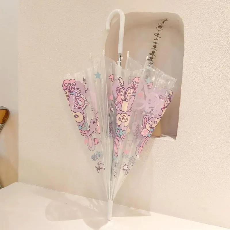 Umbrellas Ins Japanese Cartoon (loanword) Anime Long Handle Thickened Portable Star Dew Transparent Umbrella