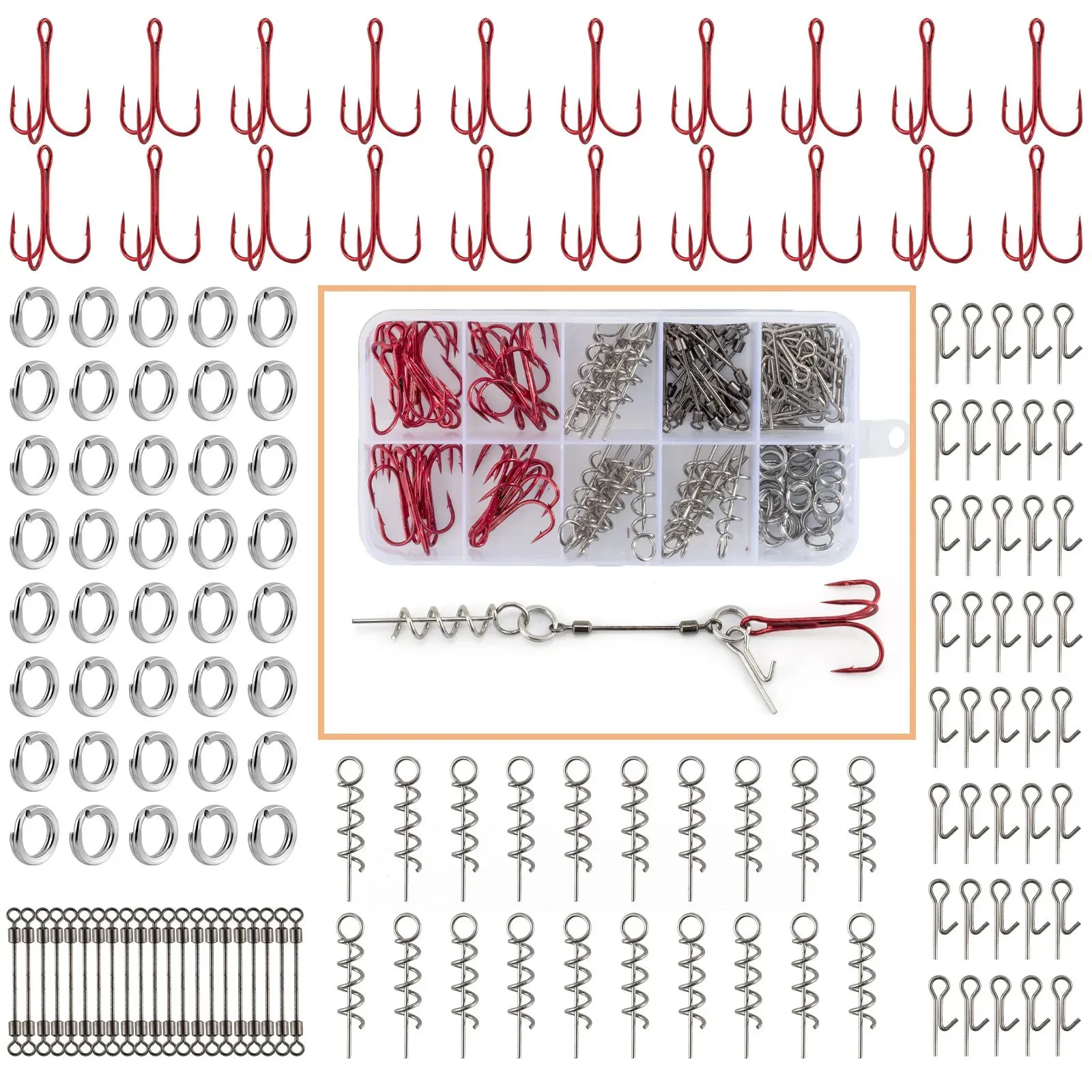 140pcs Pesca Rigante Ferring Fazendo aço inoxidável Pike para tração Sofra Rigação de parafuso de parafuso de parafuso de made