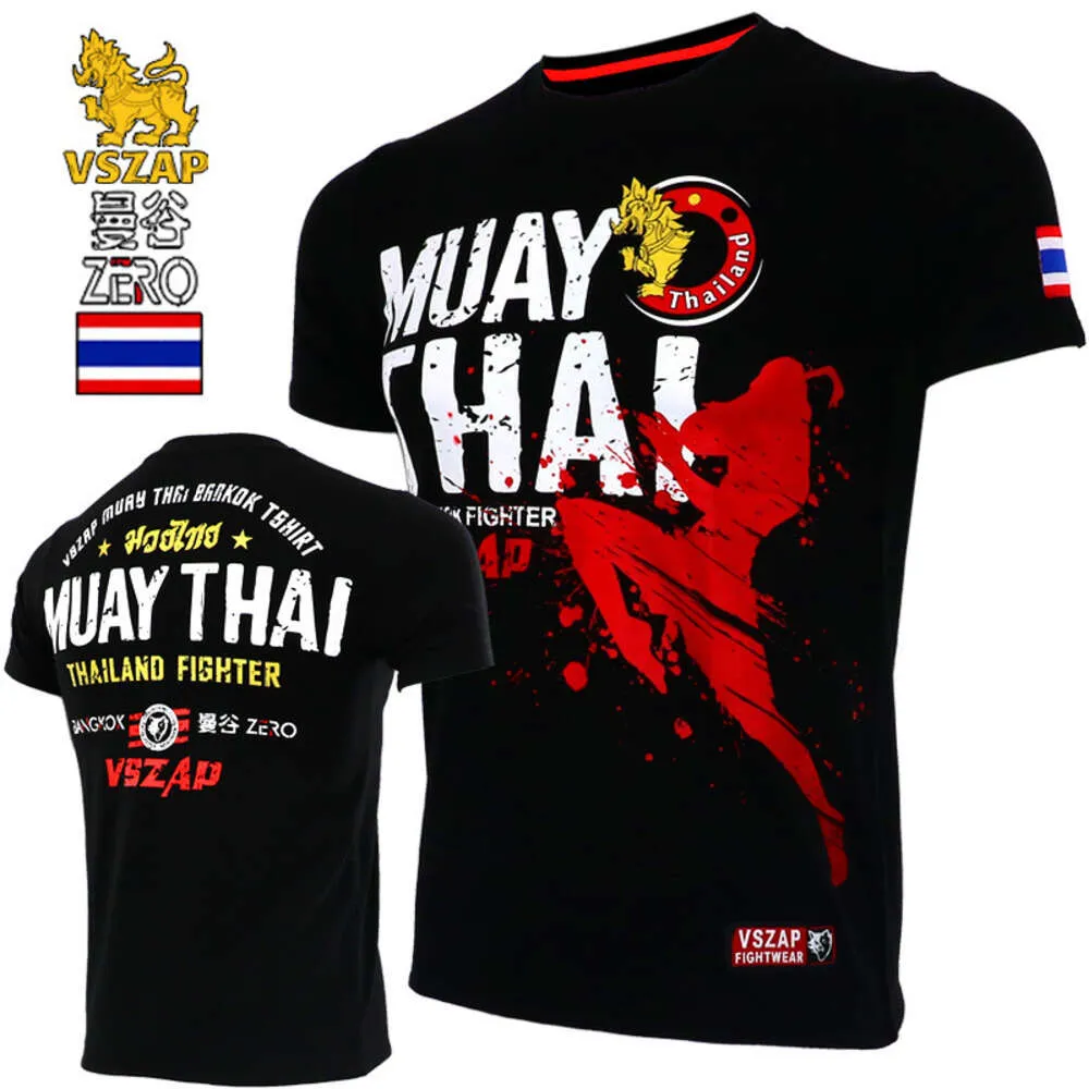 Vszap Muay Thai manches courtes combat Fiess T-shirt MMA entraînement sportif combat course à pied