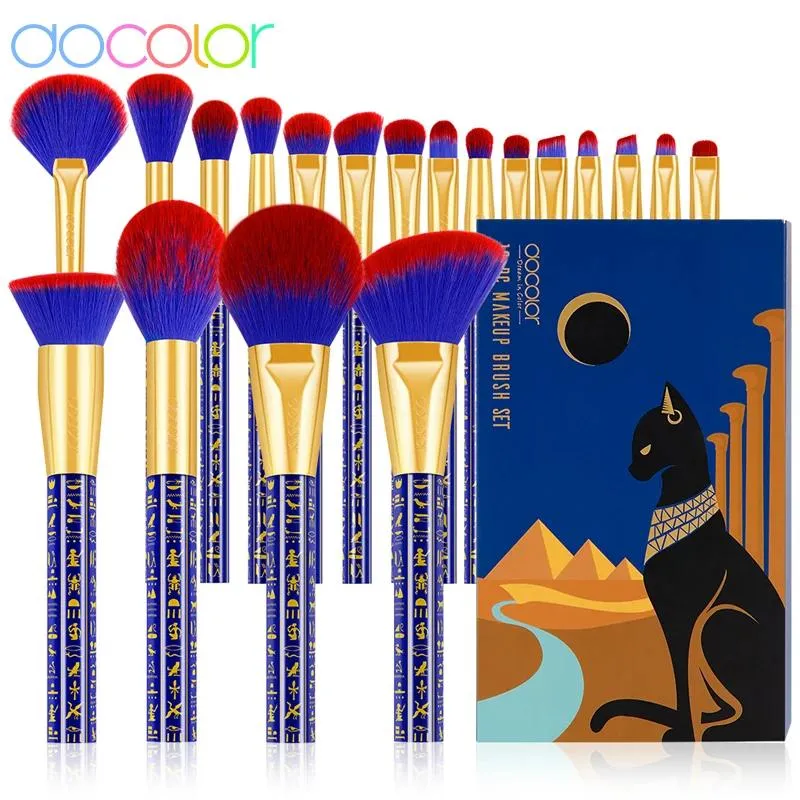 Brushes Docolor Egypt Makeup Brushes Set 19 ste High Quality Makeup Brush Foundation Power Blandning Face Powder Eyeshadow Make Up Borstes