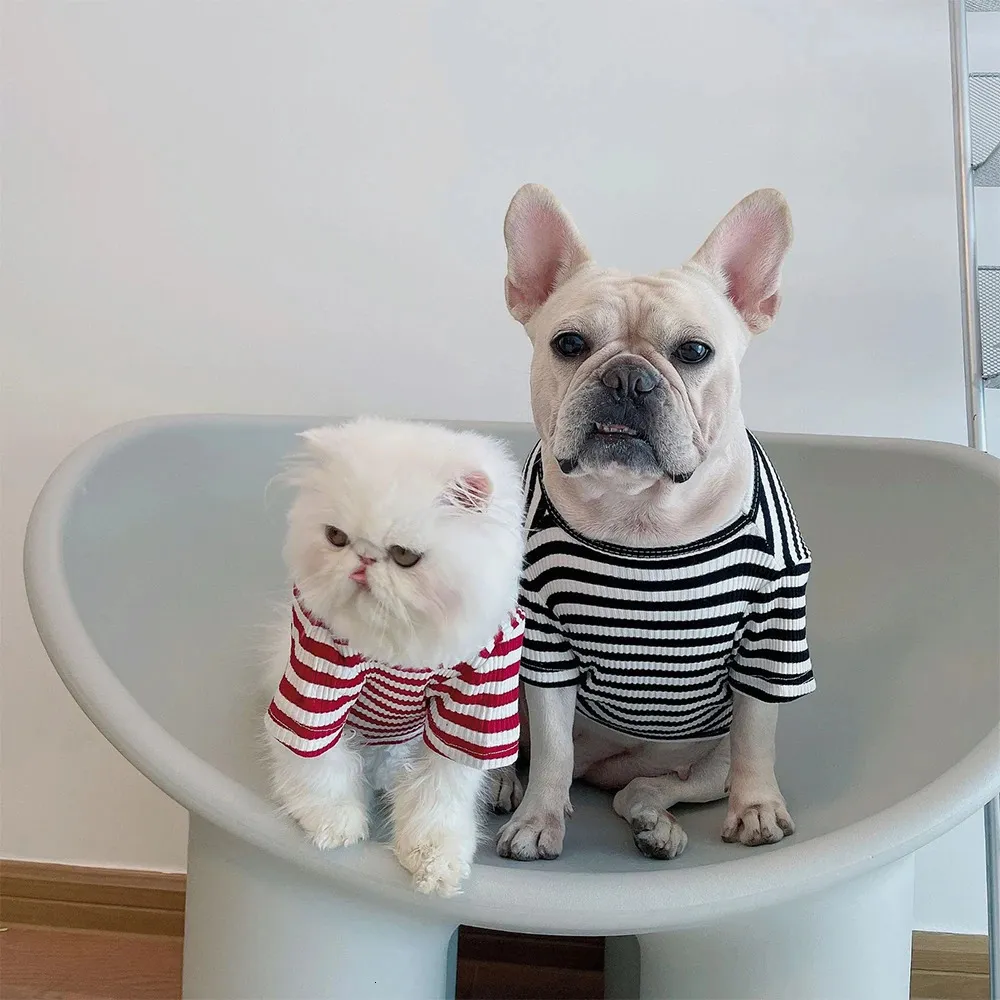 Vestiti per cani a righe Abbigliamento per cuccioli Abbigliamento per animali lavorato a maglia Maglione per gatti Caldo Felpa per cani Chihuahua Bulldog francese 240106