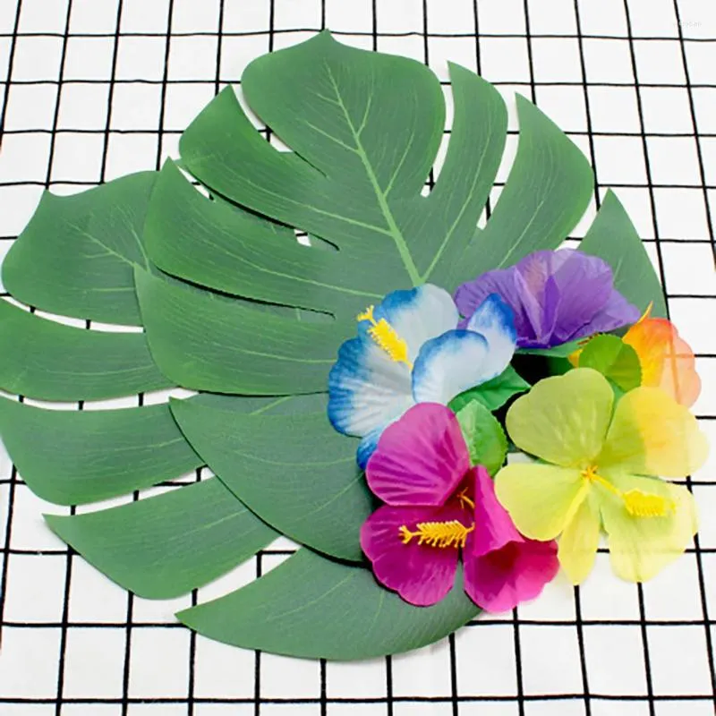 الزهور الزخرفية 72pcs محاكاة زهرة هاواي ديكورزات زخارف الهريكشيه مزيفة (لون عشوائي)