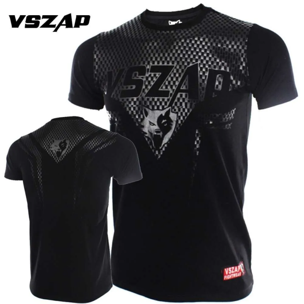 VSZAP été coton imprimé T-shirt à manches courtes MMA combat Fiess vêtements Arts martiaux Style sport Muscle Muay Thai