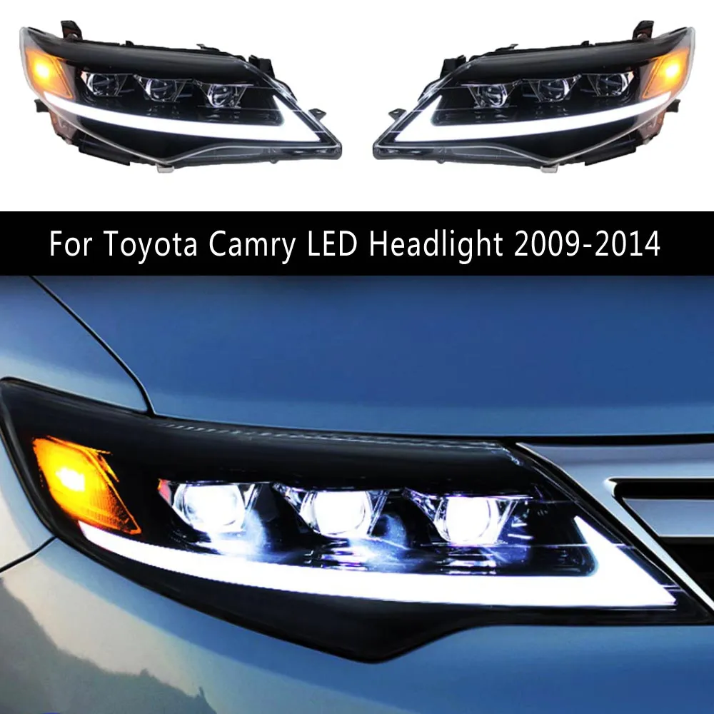 Toyota Camry için LED Far Montajı 09-14 Araç Aksesuarları Ön lamba DRL Gündüz Çalışan Işık Salonu Sinyali Angel Göz Projektör