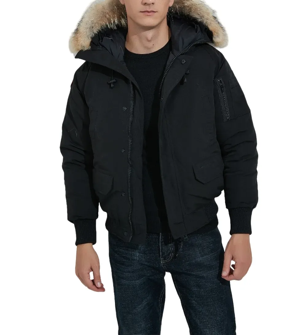 Winter outdoor vrijetijdssport donsjack witte eend winddicht parker lange leren kraag cap warm echt wolvenbont Stijlvolle bomberjacks Adventure Coat