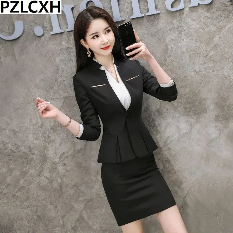 Professional Suit Woman White Collar Temperament Autumn OL Workplace High-end Fashion Business Suit Formal Dress 240106